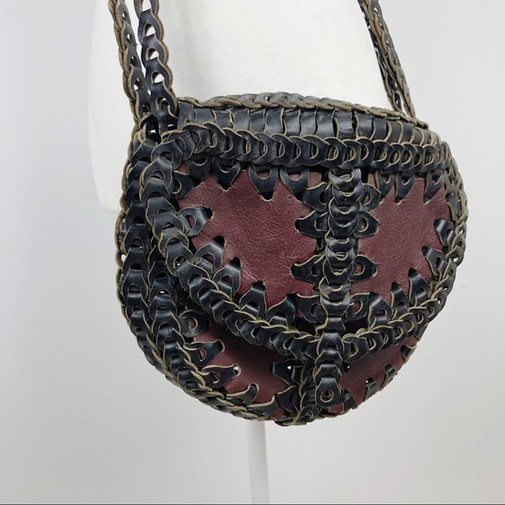 Vintage Leather Patchwork Bohemian Crossbody Mess… - image 3
